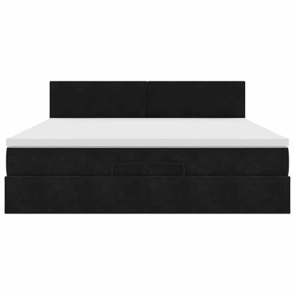 Османска легло с матрак, черно, 180x200 см, кадифе