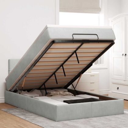 Османска легло с матрак, светлосиво, 120x200 см, кадифе