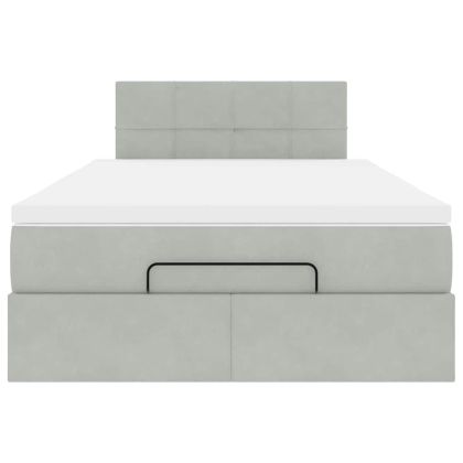 Османска легло с матрак, светлосиво, 120x200 см, кадифе