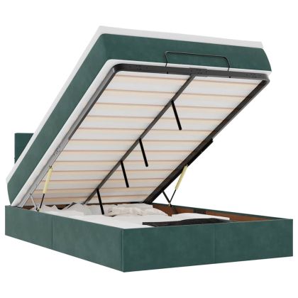 Османска легло с матрак, тъмнозелено, 120x200 см, кадифе