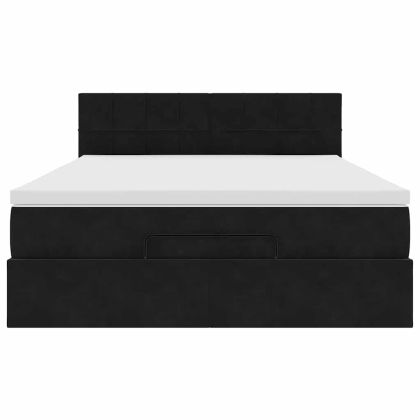 Османско легло с матрак черно 140x190cm кадифе