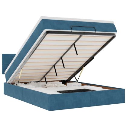 Османско легло с матрак Тъмно синьо 140x190cm кадифе