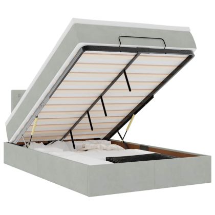 Османска легло с матрак, светлосиво, 120x200 см, кадифе