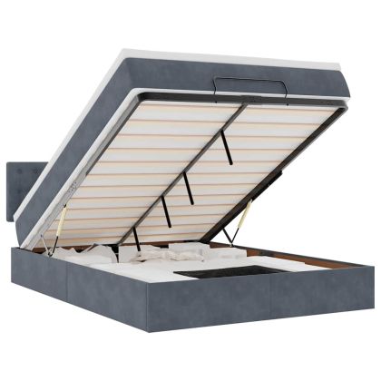 Османско легло с матрак Тъмно сиво 140x190cm кадифе