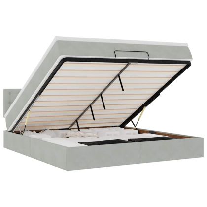 Османско легло с матрак Светло сиво 180x200 cm Кадифе