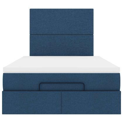 Османска легло с матрак, синьо, 120x200 см, плат