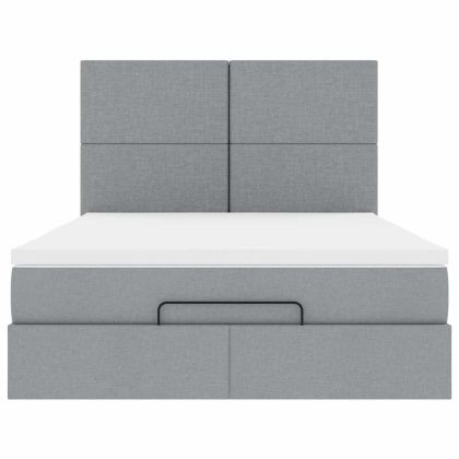 Османско легло с матрак Светло сиво 140x190 cm Плат