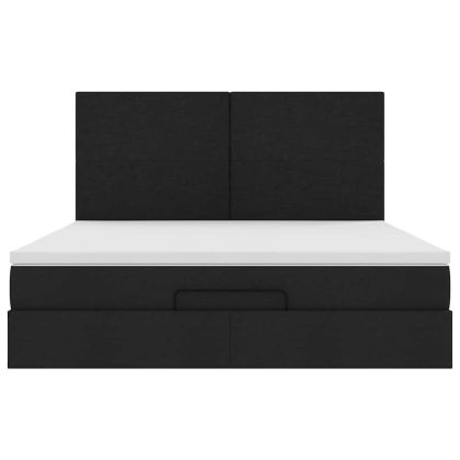 Османска легло с матрак, черно, 160x200 см, плат