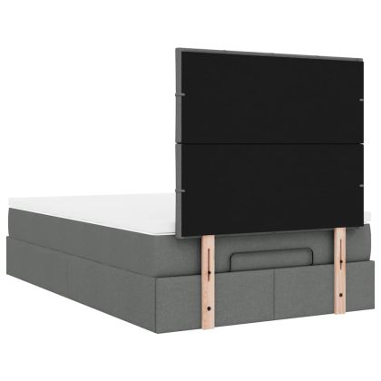 Османска легло с матрак, тъмносиво, 120x200 см, плат