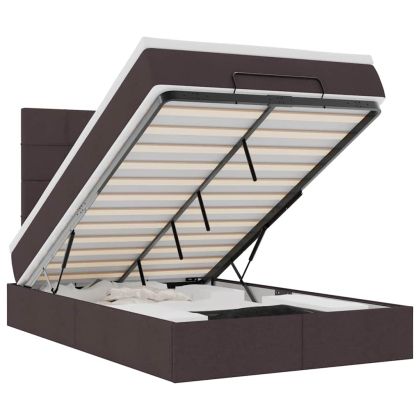 Османска легло с матрак, тъмнокафяво, 120x200 см, плат