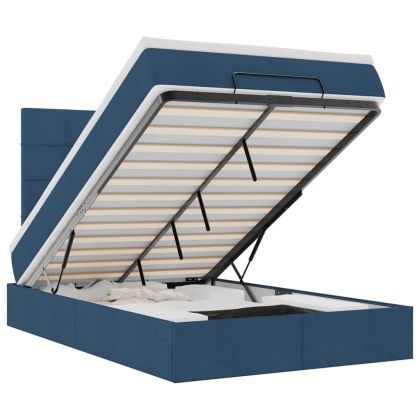 Османска легло с матрак, синьо, 120x200 см, плат