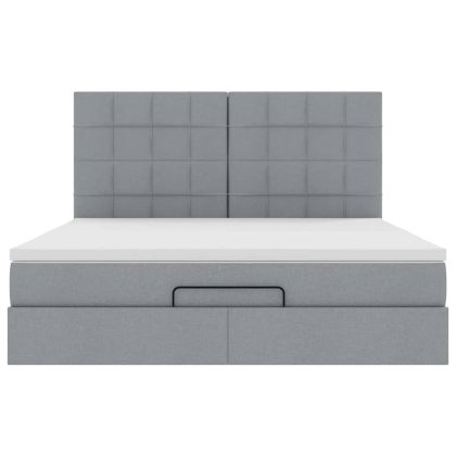 Османска легло с матрак, светлосиво, 160x200 см, плат