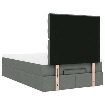 Османска легло с матрак, тъмносиво, 120x200 см, плат