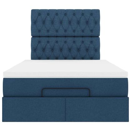 Османска легло с матрак, синьо, 120x200 см, плат