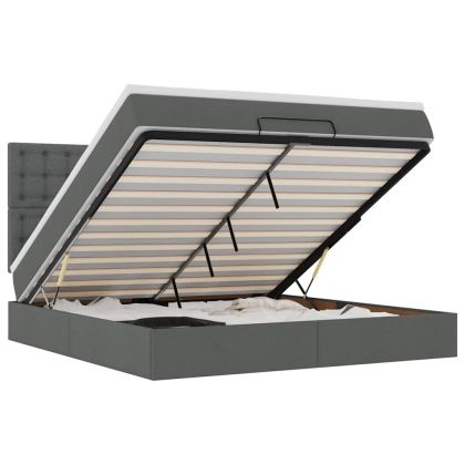 Османска легло с матрак, тъмносиво, 180x200 см, плат