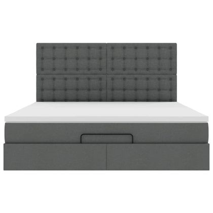 Османска легло с матрак, тъмносиво, 180x200 см, плат