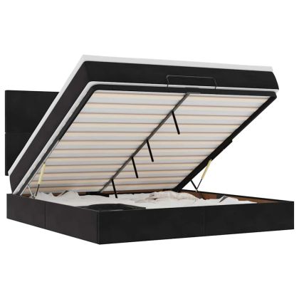 Османска легло с матраци, черно, 180x200 см, кадифе