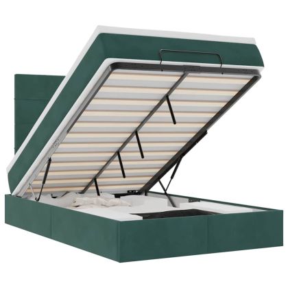 Османска легло с матраци, тъмнозелено, 120x200 см, кадифе