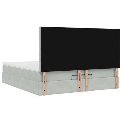 Османска легло с матраци, светлосиво, 180x200 см, кадифе