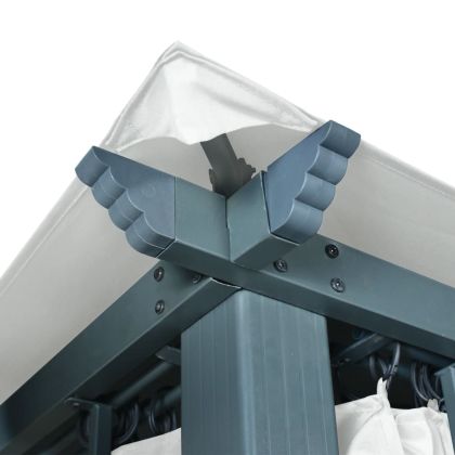 Шатра със завеси и LED светещи стрингове 4x3 м кремава алуминий