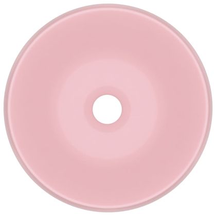 Луксозна кръгла мивка, матово розова, 40x15 см, керамика