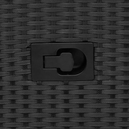 Накланящ се градински стол с възглавници, черен, полиратан