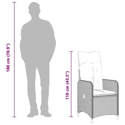 Градински бистро комплект с възглавници 9 части кафяв полиратан