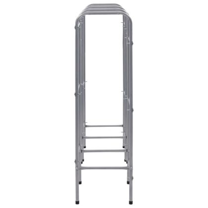 Стелаж за съхранение за 9 щайги сребрист 145x33x116 см стомана