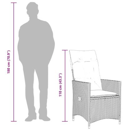 Градински трапезен комплект възглавници 9 части черен полиратан