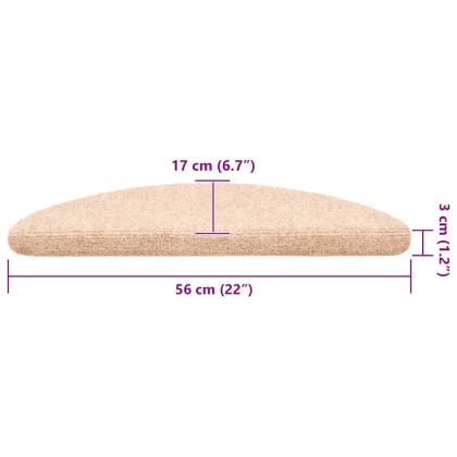 Постелки за стълби, самозалепващи се, 5 бр., 56x17x3 см, светлокафяви, полукръгли