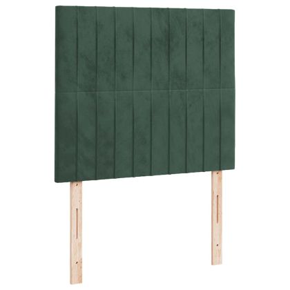 Боксспринг легло с матрак и LED тъмнозелено 120x190 см кадифе