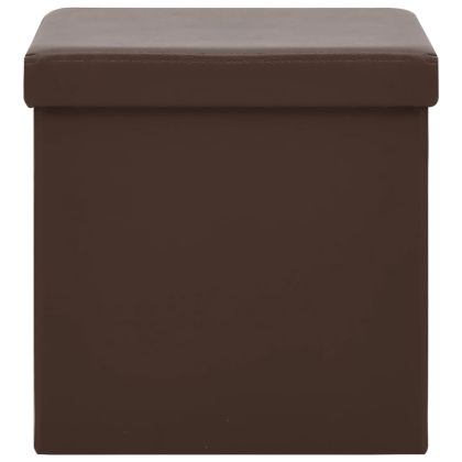 Сгъваема табуретка за съхранение, кафява, PVC