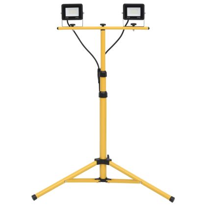 LED прожектор със статив, 2x20 W, студено бяло