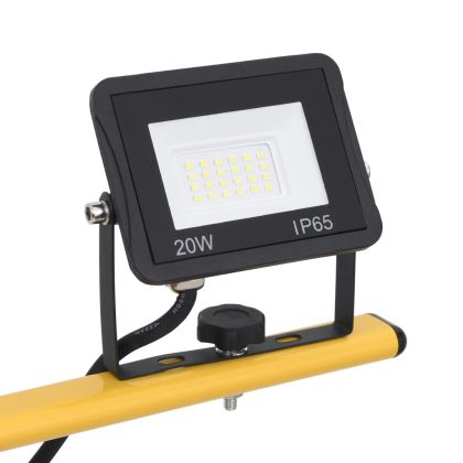 LED прожектор със статив, 2x20 W, студено бяло