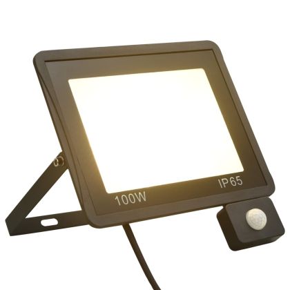 LED прожектор със сензор, 100 W, топло бяло