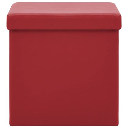 Сгъваема табуретка за съхранение, виненочервен, PVC
