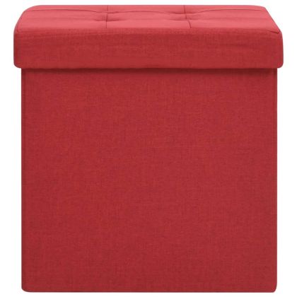Сгъваема табуретка за съхранение, виненочервена, изкуствен лен