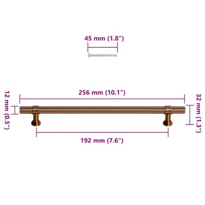 Дръжки за шкафове, 5 бр, бронз, 192 мм, неръждаема стомана