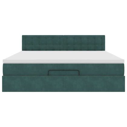 Османска легло с матрак, тъмнозелено, 180x200 см, кадифе