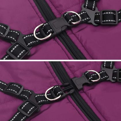 Кучешко палто ремък Водоустойчиво светлоотразително лилаво L44