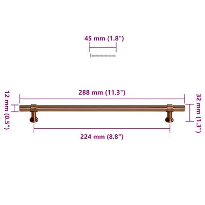 Дръжки за шкафове, 5 бр, бронз, 480 мм, неръждаема стомана