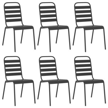 Градински трапезен комплект от 7 части, антрацит, стомана