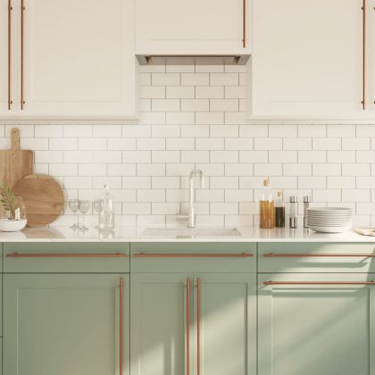 Дръжки за шкафове, 10 бр, бронз, 480 мм, неръждаема стомана