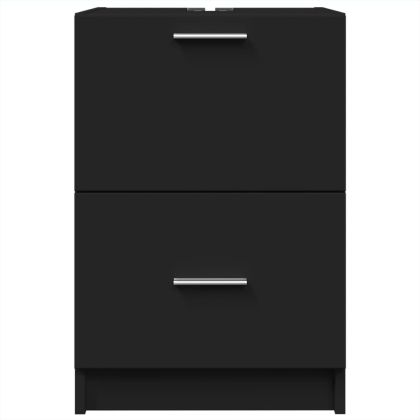 Долен шкаф за мивка, черен, 40x37x59 см, инженерно дърво