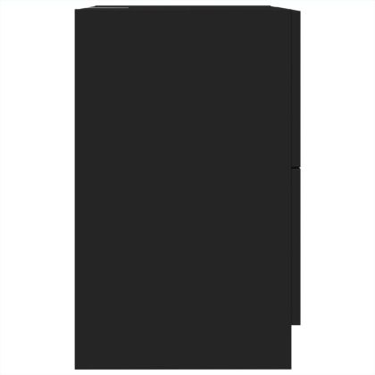 Долен шкаф за мивка, черен, 40x37x59 см, инженерно дърво