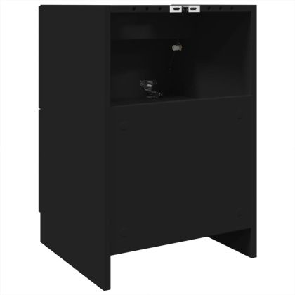 Долен шкаф за мивка, черен, 40x37x59 см, инженерно дърво