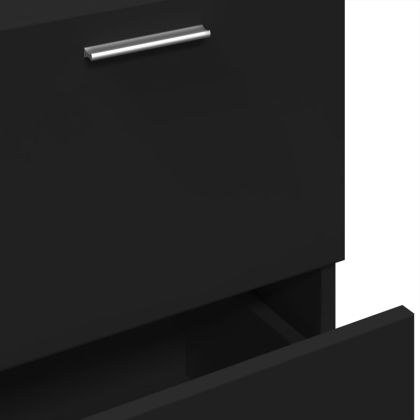 Долен шкаф за мивка, черен, 40x37x59 см, инженерно дърво