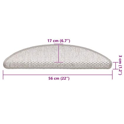 Самозалепващи стелки за стълби сизал 15 бр 56x17x3 см платина