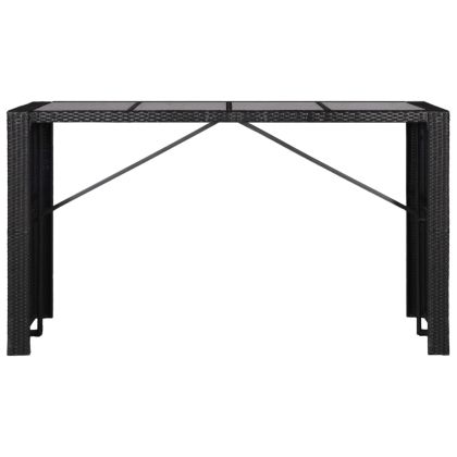 Градински трапезен комплект, 9 части, черен полиратан