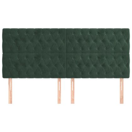 Табла за легло, тъмнозелена, 200x7x118/128 см, кадифе